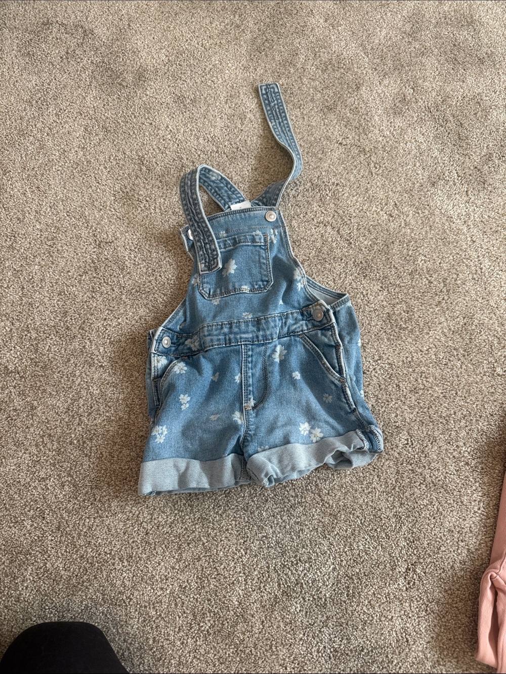 wonder nation Light Blue Floral Denim Short Overalls